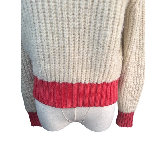 ZARA Small Knit Sweater Red & Cream Ribbed Crewneck Acrylic Blend - Picture 9 of 11